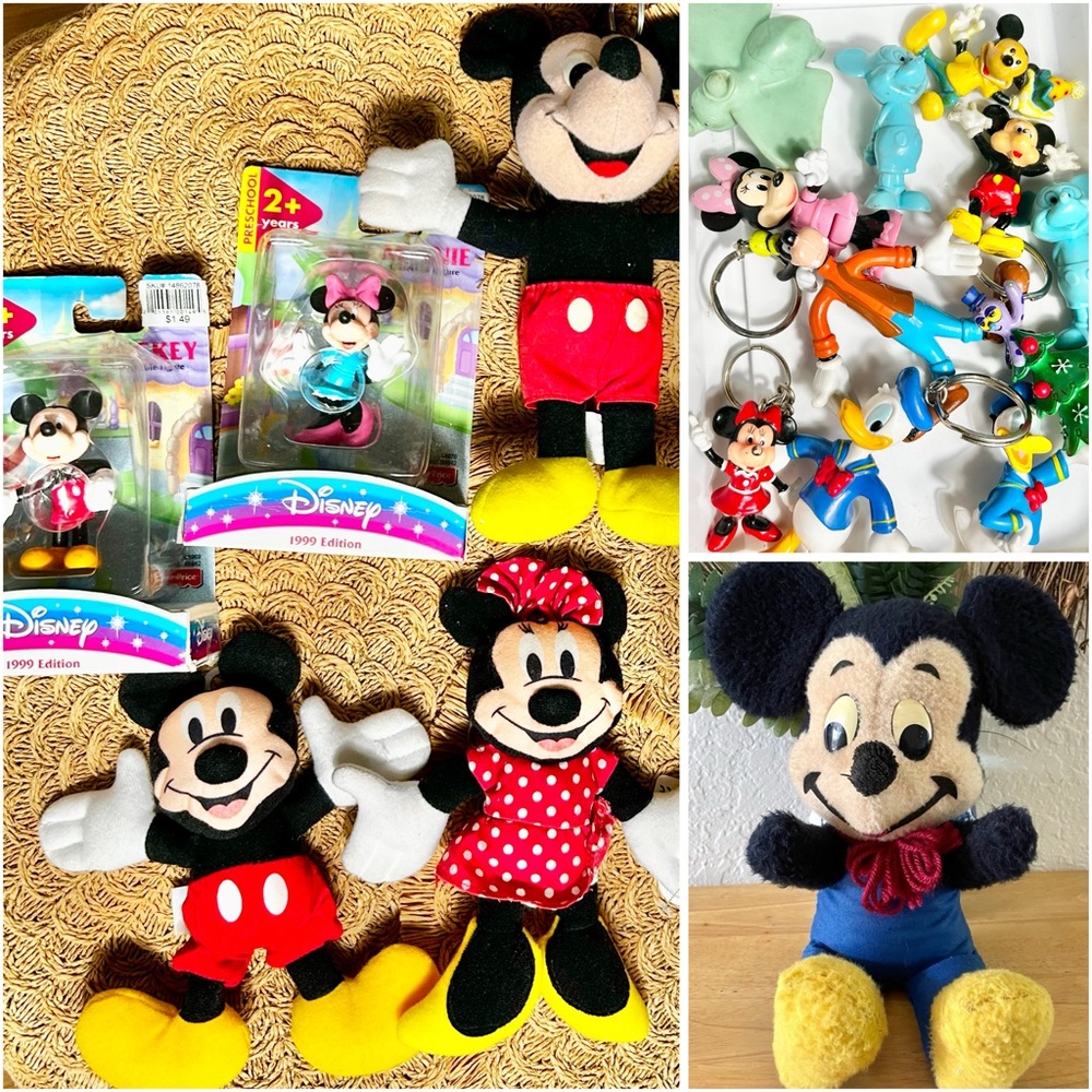 Vintage Minnie & Mickey Mouse Donald Duck Goofy Figurines and Plushes Bundle Lot